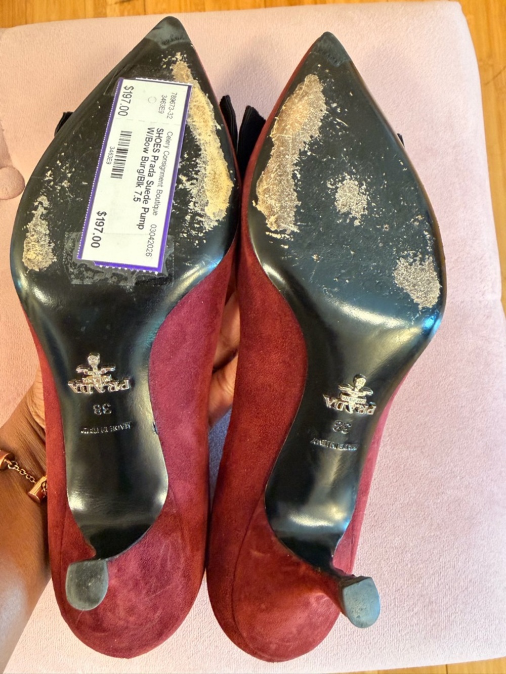 Prada Bow Suede Pointed Toe pumps - Picture 6 of 7